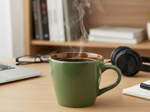Image of Bodhi House Handcrafted Ceramic Tea Cup Set of 4 Pieces (175 Ml), Stoneware Coffee Mug, Microwave Safe Small Tea Cup, Glossy Finish, Ideal for Daily use, Casual Gatherings and Gifting, Forest Green