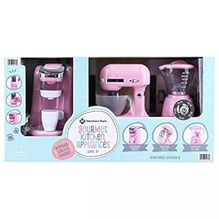 PlayGo - 3-Pc. Gourmet Kitchen Appliance Set (Pink) Realistic Sounds and Lights Includes Coffee Maker Mixer and Blender