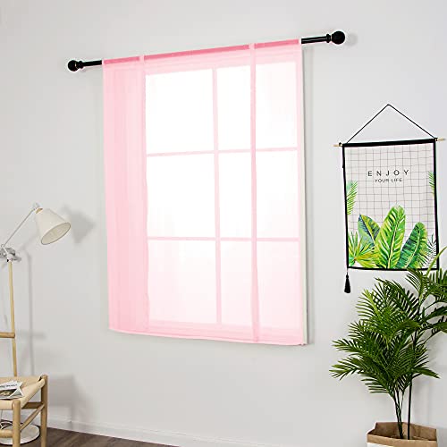 Smithoom Roman Curtains Classic Solid Color Translucent Roman Blinds Bow Knot Tulle Voile Vertical Curtain Rod Pocket, Pink, 24Wx47L #TOP3