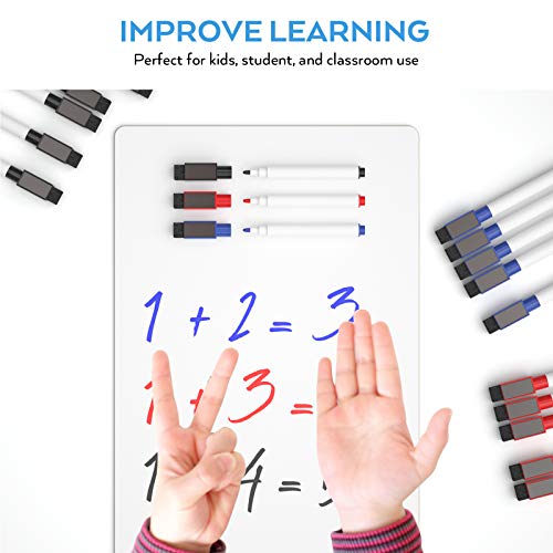 Image of Nicpro 6 Pack Dry Erase Lap Board Kid Double Sided Small Whiteboard 9 x 12 inches with 18 Pens and 6 Erasers Learning Mini White Board Portable Bulk School Supplies for Student and Classroom Use