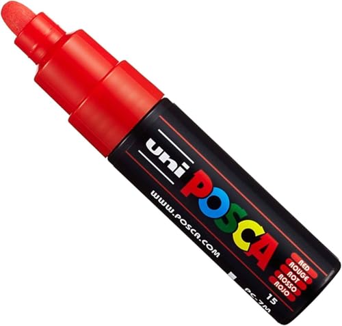 Uni POSCA PC-7M Paint Marker - marqueur – Large Pointe 4,5-5,5 mm – 15 couleurs Red