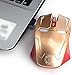 Wireless Mouse 2.4G Portable Mobile Optical Iron Man Mouse with USB Nano Receiver, 3 Adjustable DPI Levels, 6 Buttons for Notebook, PC, Laptop, Computer, MacBook - Gold