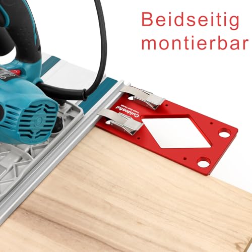 Winkelanschlag für Führungsschiene, CNC-gefräster 90° Anschlag mit Kantenführung, kompatibel mit Makita Führungsschiene, Festool- Aluminium Anschlag für Kreissägen