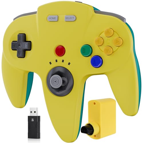 Image of SAFFUN Wireless N64 Controller Made for Switch 1 & 2, N64 Console, (Lemon)