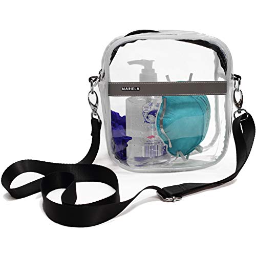 Mariela Small Clear Crossbody Shoulder Messenger Bag for Women//Stadium Approved//Transparent PVC Purse for Football Games and Concerts//NFL PGA NCAA/6.7 x 7.5 x 2.75