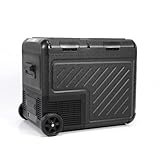 Kompressor kühlbox 45L kühlbox auto Doppelzone elektrische kühlbox 12V 240V tragbare Camping Kühlschrank mit Rollen Temperaturkontrolle -22℃-20℃ Mini Kühlschrank für Auto Lkw Boot Reisemobil Schwarz