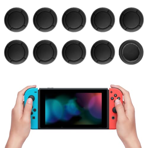 5 Pares de Tapas de Silicona para Joystick del Nintendo Switch - Protectores de Agarre para Pulgares en Negro - Mejora el Control y la Experiencia de Juego - Compatible con Switch, Lite y OLED