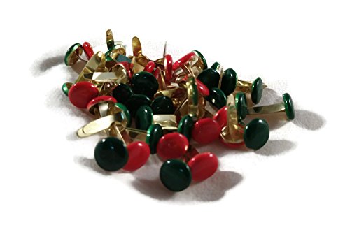 Country Croppers Christmas Brads Assortment Red and Green Large Round Brads Bulk 50ct - 5/16in