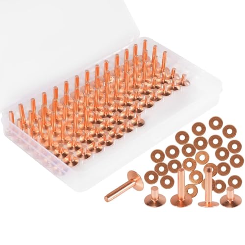 Metal Round Rivets Studs Rivets Nails, DIY Leather Bell Handbag Jeans Copper Rivets Rivet Tools (154Pcs)