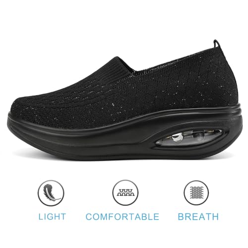 Image of RUIDENG Loafers for Women Comfortable | Women's Walking Shoes Everyday Working | 2 Inch Rocker Bottom