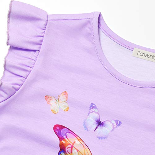 Perfashion Girls' Pajama Sets Flutter Sleeve Ruffles Soft Pjs Size 4-13 Years Sleepwear3