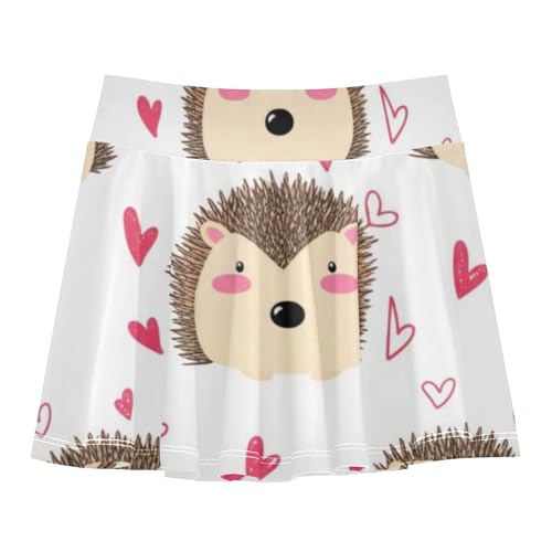 Joisal Girls' Shorts Athletic Skorts Toddler Tennis Skirts Flowy Teen Skirt Cute Hedgehogs Pink Hearts 3t