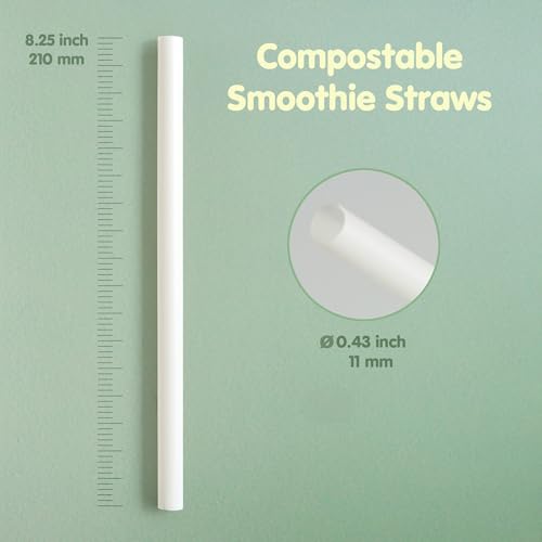 100 Pitillos Compostables Jumbo PLA de 20.96 cm Blanco miniatura 2