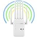 Repetidor WiFi Largo Alcance, Amplificador Señal WiFi, Señal Cobertura hasta 1200 m² para 50 Dispositivos, Extensor de WiFi con 6 Antenas, 2 Puertos Ethernet, Compatible con Todos los Routers