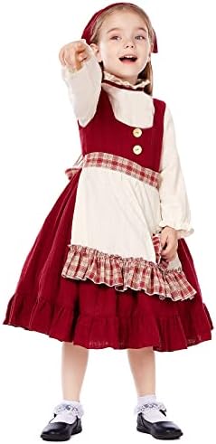 LANBETI Girls Oktoberfest Dress Little Red Riding Cosplay Costume German Bavarian Dirndl Dresses 4 Piece Set