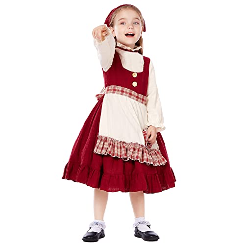 Lanbeti Girls Oktoberfest Dress Little Red Riding Cosplay Costume German Bavarian Dirndl Dresses 4 Piece Set #TOP1