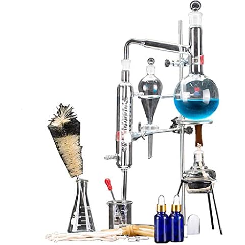 New 500ml Total Lab Essential Oil Distillation Apparatus Water Distiller Purifier Glassware Kits Cover