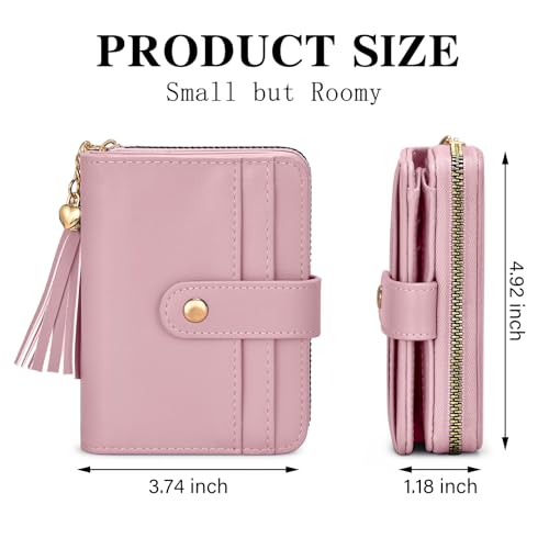 oscaurt Wallet Women Small RFID Blocking Bifold Credit Card Wallets with ID Window and Tassel Zipper Coin Pocket Ladies Wallet3