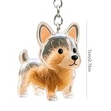 Hundehaaraufbewahrungs-Schlüsselanhänger, transparenter Kunststoffanhänger, Haustier-Memory-Kollektion für Taschen (Liegende französische Bulldogge)