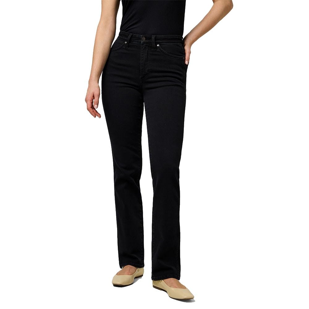 Wrangler Women's Straight Fit Straight Leg Jeans, Nebula Black, 26W x 32L