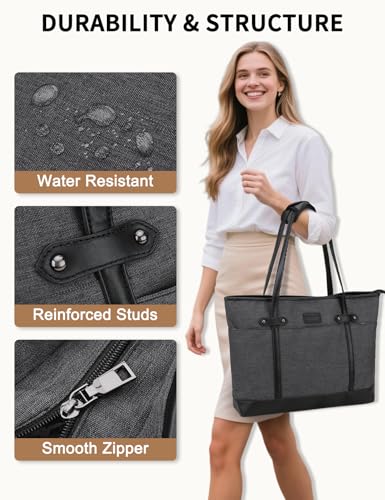 RAVUO Laptop Tote Bag for Women, Water Resistant 15.6 Inch Computer Handbag Purse Teacher Bag With Portable Small Pouch3