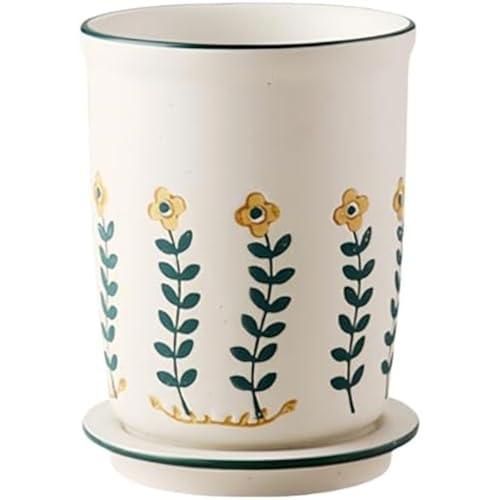 箸立て 水切り穴付き 陶器製 桜柄 和風 食器スタンド 卓上収納 キッチン収納 箸・スプーン・フォーク用 (1個)