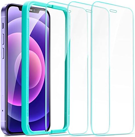 ESR for iPhone 12/12 Pro Screen Protector, Easy Installation Frame, Military-Grade Protection, Ultra Tough, Scratch Resistant, Tempered-Glass Screen Protector for iPhone 12/12 Pro, 3 Pack