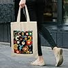 etoenbrc Cotton Canvas Tote Bag with Vinyl Music Records Print for Women, Aesthetic Travel Beach Bag Summer Shopping Shoulder Bags for Gifts, Multicolor, One Size #4