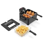 COSTWAY Friggitrice ad Olio 5 L, con 1 Cestello Grande e 2 Piccoli, Temperatura e Timer Regolabili, Friggitrice Elettrica Smontabile con Protezione dal Surriscaldamento, Potenza 1700 W