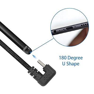 Poyiccot USB Type C Cable 3A Fast Charging, 180 Degree USB C Cable, U Shaped USB C Charging Cable, Type A to C Nylon Braided Data Sync Transfer Cord for Phone and Galaxy Devices, 5feet