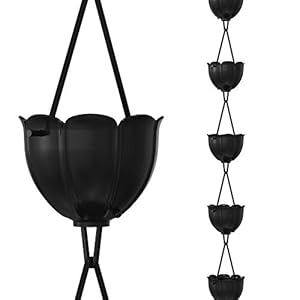 Rain Chains Direct Tulp, 20 cm lengte, aluminium, zwart gepoedercoat, functionele en decoratieve vervanging voor regenpijpen