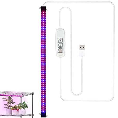Senelux LED Grow Light Strip for Indoor Plants with Auto ON & Off Timer, Full Spectrum / 4 Dimmable Levels/USB Plug-in Plant Light for Gardening Greenhouse Hydroponics
