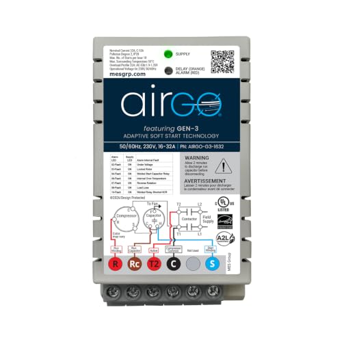 AIRGO Soft Starter for Air Conditioners & Heat Pumps – Reduces Startup Surge, Reverse Motor...