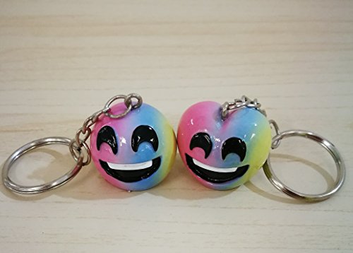 Subito Disponibile 12 Pezzi Portachiavi Emoticon Emoti Emoji Arcobaleno Resina Bomboniera U