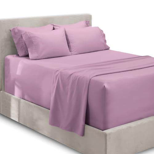 Hearth & Harbor Extra Deep Pocket King Size Sets - Fits Mattress 18-24 Inches Deep - Extra Deep Pocket Sheets - 6 Piece King Size - King - Lavender Dream