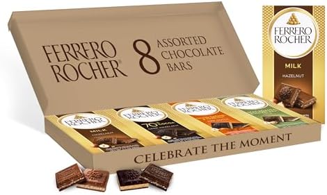Ferrero Rocher Premium Chocolate Bars, 8 Count Variety Pack, Individually Wrapped, 3.1 oz Each