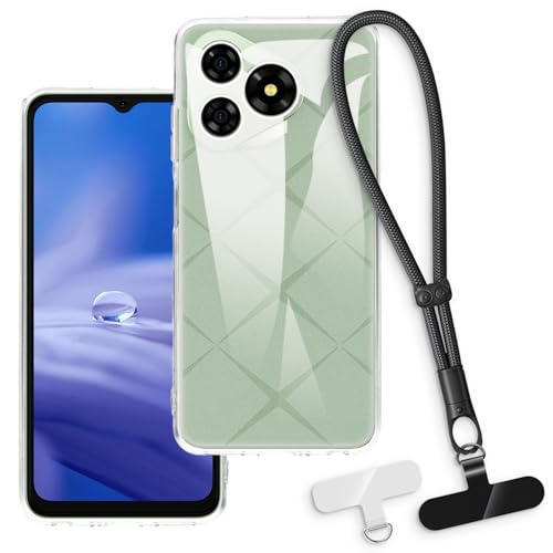 OAGELIM 2-in-1�ی�P�[�X�ƃ��X�g�X�g���b�v Ulefone Note 19 �Ƃ̌݊������� ���O���\�ȃ��j���[�h�t���d�b�J�o�[�A����~�ߕ����h�~�O���b�v�n���h�� (�N���A + �u���b�N)