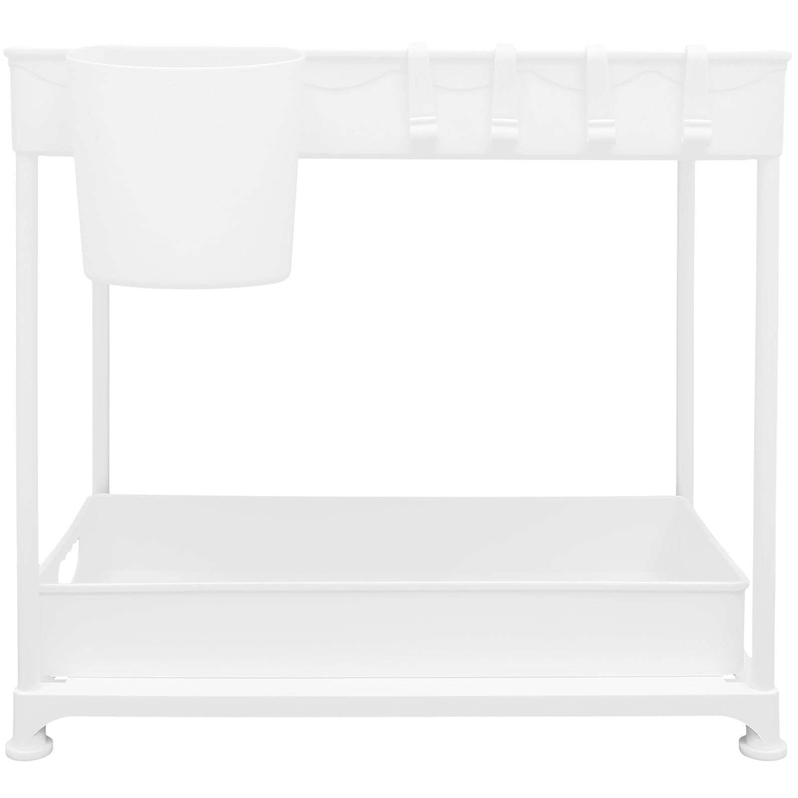 Alipis Étagère de Rangement sous Évier Télescopique Blanche avec 2 Niveaux, Bacs de Rangement Extensibles en PP, Panier Coulissant Multifonction Cuisine et Armoire