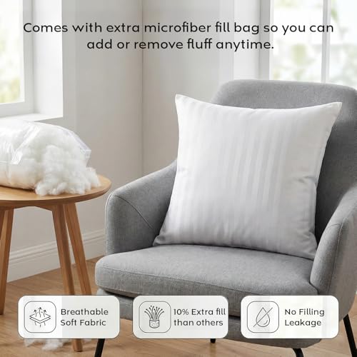 Image of AYKA Microfiber Cushion Filler Set of 3 (16 x 16 Inch) | Soft & Fluffy Sofa Cushions Inserts | Premium Polyester Fiber Throw Pillows for Sofa, Couch, Bed & Living Room Decor | White