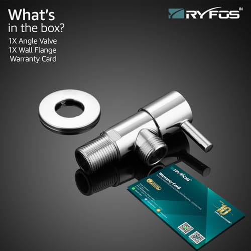 Image of India's 1st Lifetime Support Brand, R4005AV, SS-304 Grade Angle Valve | Angle Cock for Bathroom With Wall Flange | Valve for Geyser | Bathroom Tap | (Chrome Finish, 1-Piece)