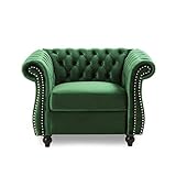 Great Deal Furniture Leila Chesterfield Velvet Club Chair, Emerald, 33D x 39.5W x 28H in