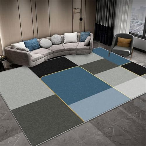 Tapis de jeu bébé géométrique gris-bleu 70x140cm pour chambre d'enfant - 2