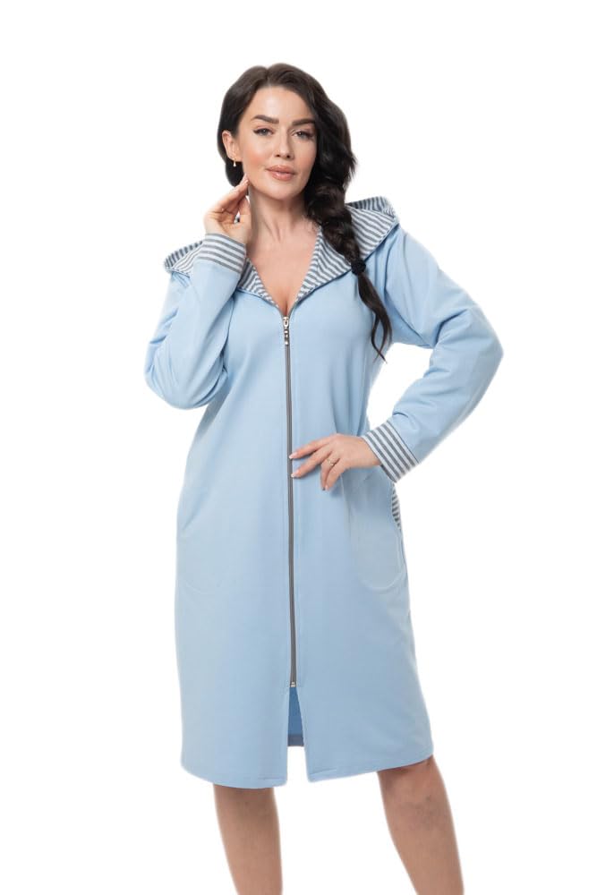 DOROTA Knuffelige en moderne damesbadjas, verschillende modellen, met ritssluiting, zakken/capuchon, made in EU, paars, XL