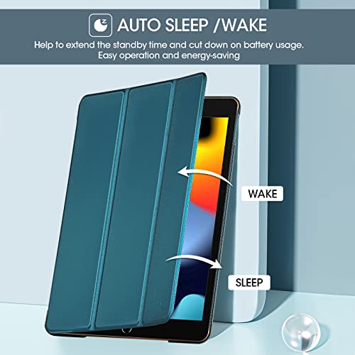 Image of ProCase for iPad 9th / 8th / 7th Generation Case 10.2 Inch (2021 /2020 /2019 Release), 10.2 iPad Case 9th / 8th / 7th Gen Cover, Slim Smart Cover with Translucent Hard Shell Back -Teal