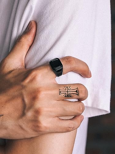 Richsteel Black Onyx Signet Ring for Men2