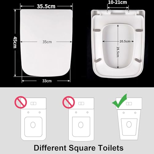 Abattant WC carré blanc soft close et charnières inox réglables