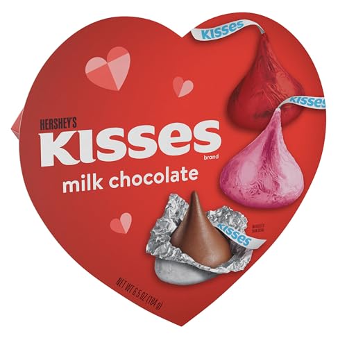 HERSHEY'S KISSES Milk Chocolate, Valentine's Candy Gift Box, 6.5 oz