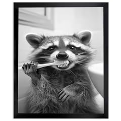 Raccoon brushing teeth