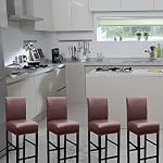 HFCNMY Bar Stool Covers,2 Pack Stretch Waterproof PU Bar Stool Covers with Backs Bar Stool Chair Covers Barstool Covers Slipcovers with Back Pub Counter Stool Chair Covers Coffee - Image 2