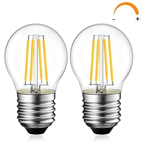 G45 Led Bulb E27 Golf Ball Bulb Pack of 2 Screw in Light Bulb, E27 Led 4W Bulb (Equivalent to E27 Screw Bulb 40W Warm White), E27 Led Golf Ball Bulb SES Bulb Dimmable 2700K, Filament Bulbs Cover